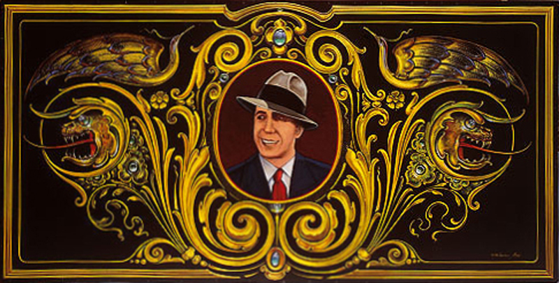 Gardel, Mito de Buenos Aires 1988 Óleo sobre metal 2 x 1 m.